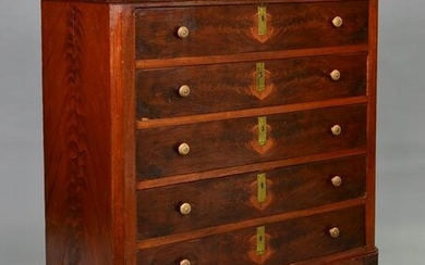5 Drawer Mahogany White Marble Top Chest
