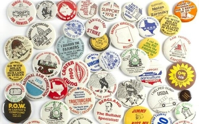50 Vintage Agriculture Farming Buttons Pinbacks