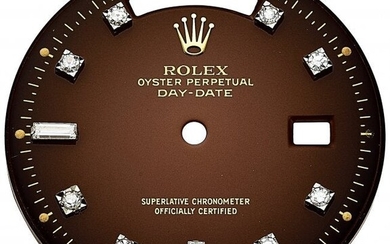 54001: Rolex, Rare Brown Day-Date Dial With Diamond Ind