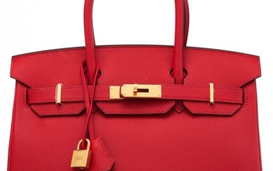 58001: Hermès 30cm Rouge Casaque Epsom Leather B