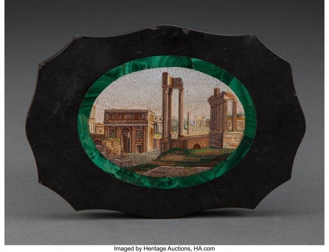 61001: An Italian Micro Mosaic Paper Weight Depicting a