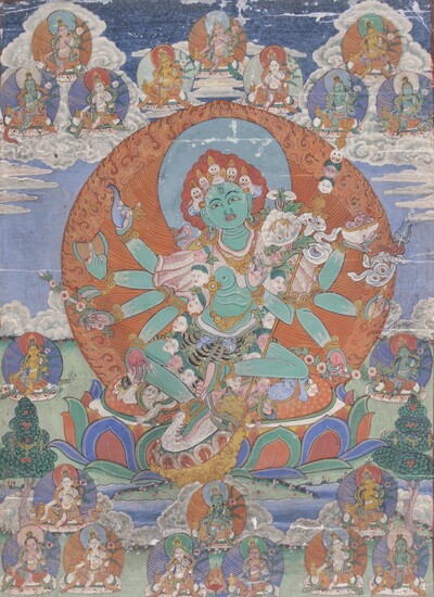 Thangka der Shyama-Tara oder Grüne Tara, Tibet