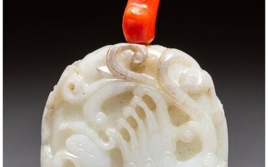 78001: A Chinese White Jade Snuff Bottle with Coral Sto