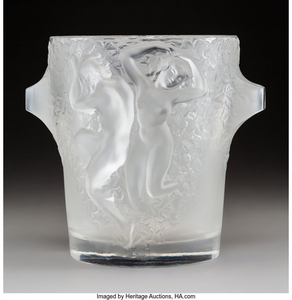 79201: Lalique Frosted Glass Ganymede Wine Cooler Post