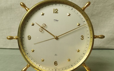 8-days 15 Jewels Swiss Wind-up Table Clock Brass Silver Dial - 1960s - Imhof - Brass - 1950-1960