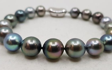 925 Silver - 8.5x11mm Shimmering Tahitian Pearls