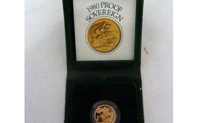 A 1980 Proof Gold Sovereign coin, issued by the Royal Mint, ...