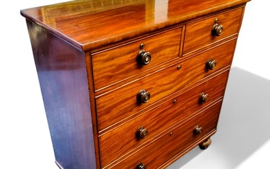 A 19th century mahogany chest, of two short above three long...