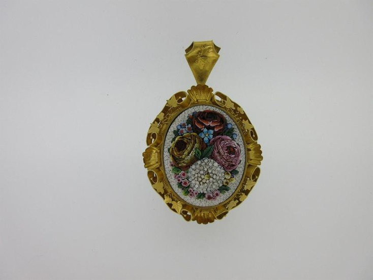 A 19th century micro mosaic pendant / brooch