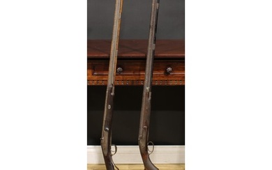 A 19th century percussion sporting rifle, 80cm barrel, walnu...