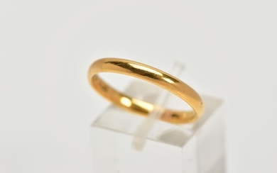 A 22CT GOLD BAND RING, a plain polished band...