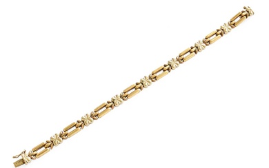 A 9 Carat Bi-Colour Gold Fancy Link Bracelet, length 18.3cm...