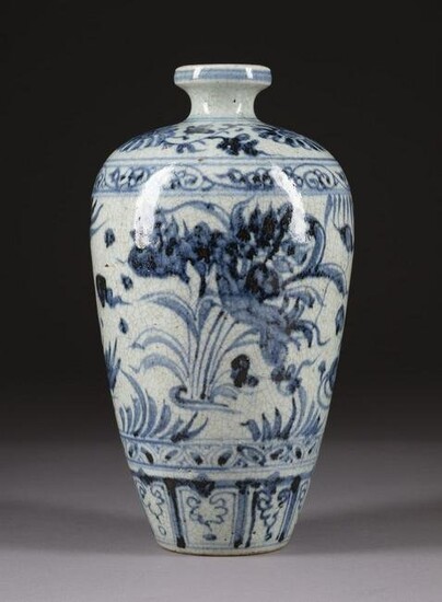 A BLUE-AND-WHITE MEI VASE