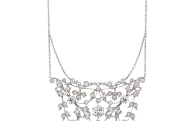 A Belle Epoque old-cut diamond floral garland necklace, prin...