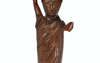 A CARVED PINE STATUE OF LIBERTY, AMERICAN, 20TH CENTURY