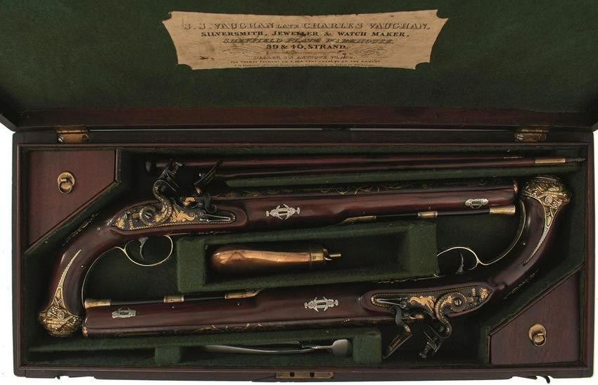 A CASED PAIR OF 16-BORE SILVER MOUNTED PRESENTATION