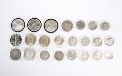 A COLLECTION TWENTY-THREE AMERICAN SILVER COINS. (23)