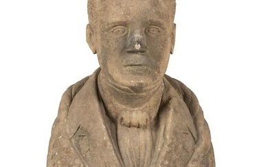 A Carved Stone Bust of a Gentleman