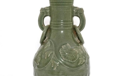 A Celadon Glazed Vase with Double Handles