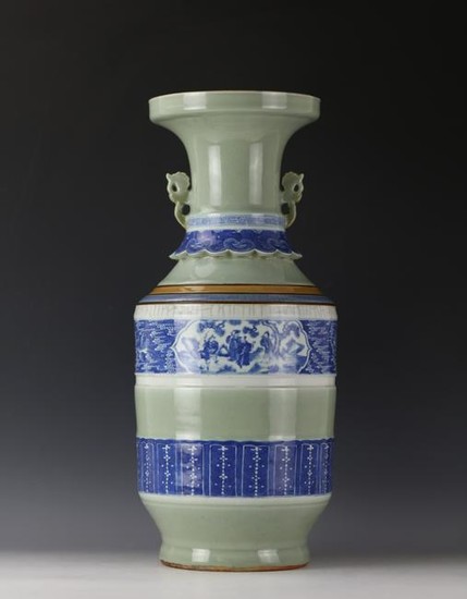 A Chinese Blue and White Celadon BaXian Vase with