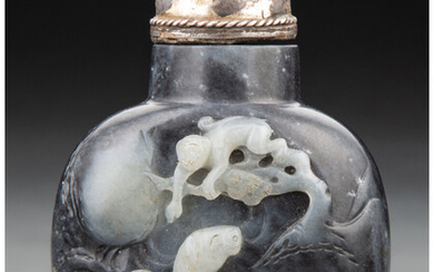 A Chinese Carved Grey Jade Snuff Bottle