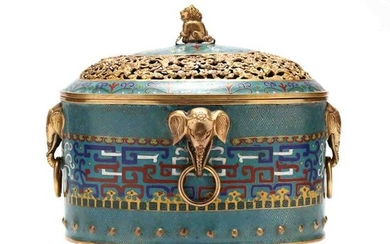 A Chinese Cloisonne Censer with Cover
