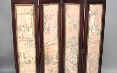 A Chinese Kesi Floor Screen in Rosewood Frame, 19th Century