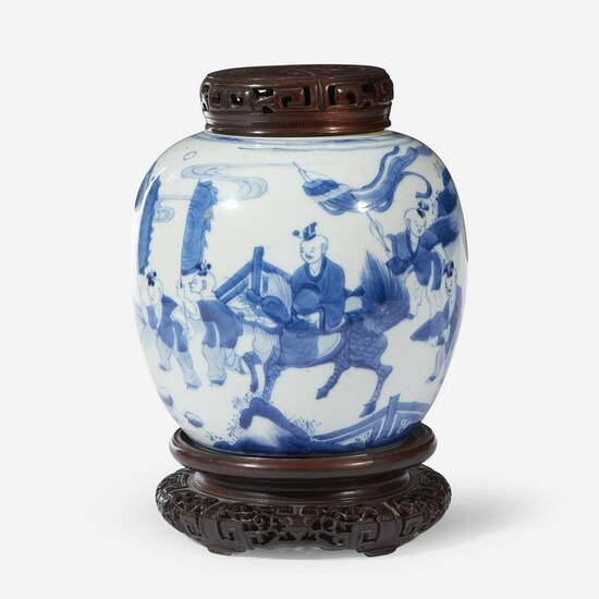 A Chinese blue and white porcelain "Boys" jar, Kangxi
