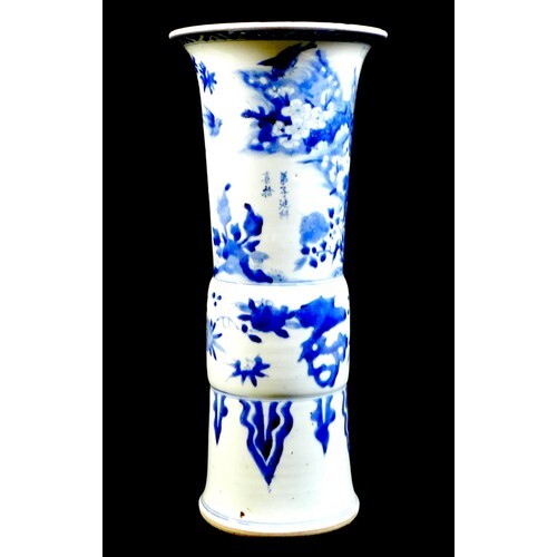 A Chinese porcelain 'Gu' shaped vase, early Kangxi / Transit...