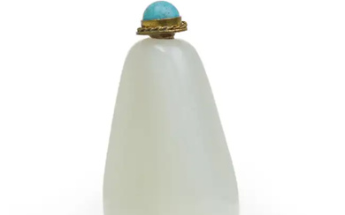 A Chinese white jade pebble-form snuff bottle Qing dynasty, 19th century Carved...