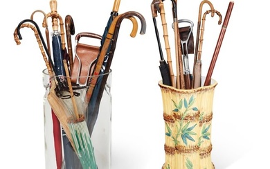 A Continental majolica walking stick stand