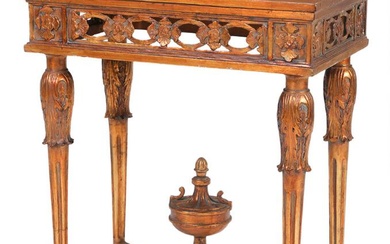 A Danish Louis XVI console table of later gilded and painted wood,...