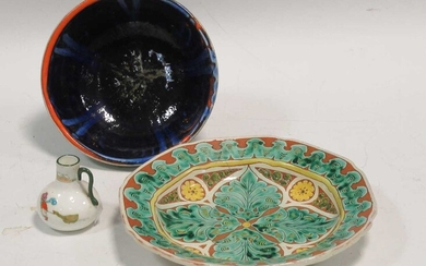 A Della Robia dish, a Poole bowl and a miniature Moore Bros vaseCondition report: The miniature