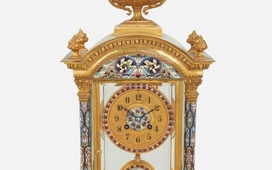 A French gilt-bronze and champleve mantel clock