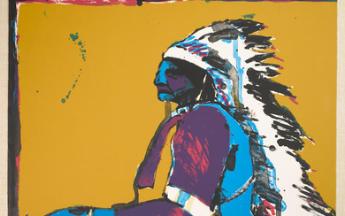 A Fritz Scholder lithograph, "Indian with Pistol," 1978