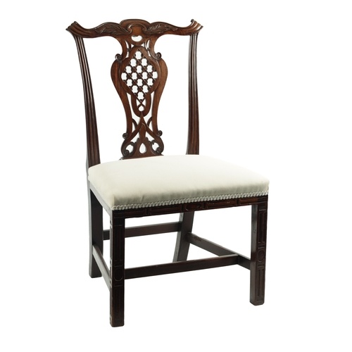 A GEORGE III MAHOGANY CHIPPENDALE STYLE SIDE CHAIR the leaf ...
