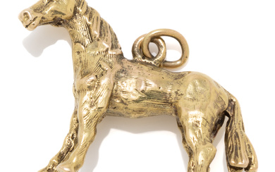 A GOLD HORSE CHARM; size 30 x 20mm, tests 12ct,...