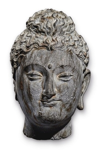 A GREY SCHIST HEAD OF BUDDHA Ancient Region of Gandhara, 2nd/3rd Century