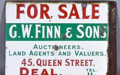 A "G.W. Finn & Sons" Enamel Double-Sided Advertising Sign worded...