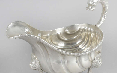 A George II silver sauce boat by Robert Innes.