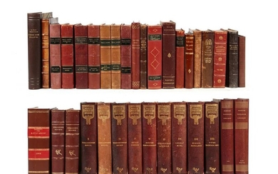 A Group of 34 leather bound books in Danish