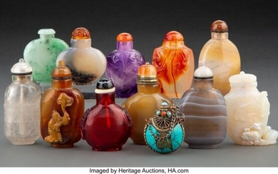 A Group of Twelve Chinese Snuff Bottles 2-1/2 x