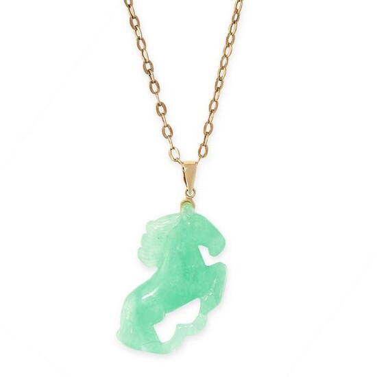 A JADEITE JADE PENDANT AND CHAIN in 14ct and 9ct yellow