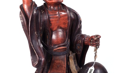 A JAPANESE PAINTED FIGURAL TABLE GONG