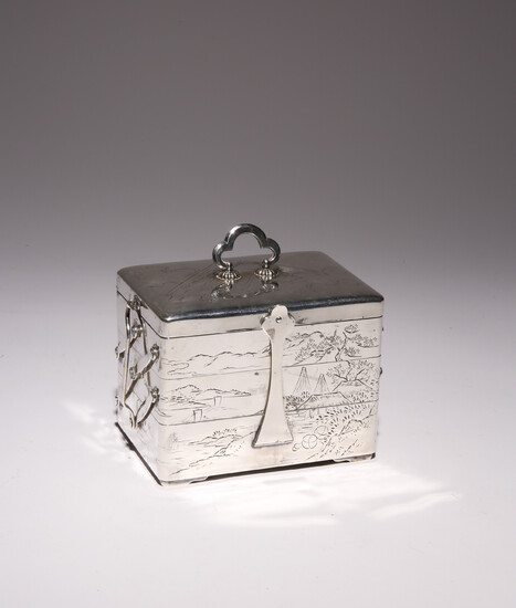 A JAPANESE SILVER THREE-TIERED JEWELLERY BOX
