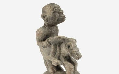 A Kissi stone equestrian figure, pomdo, Guinea