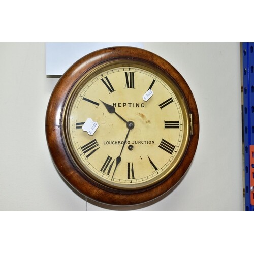 A LATE 19TH / EARLY 20TH CENTURY WALL CLOCK, the dial havin...