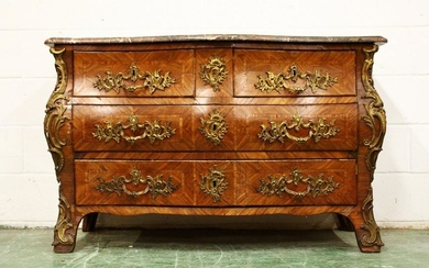 A LOUIS XVTH KINGWOOD BOMBE FRONTED COMMODE by JEAN