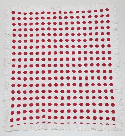 A Late 19th Century Turkey Red and White Cotton Hexagonal...