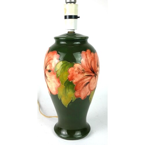 A MID 20TH CENTURY MOORCROFT POTTERY LAMP BASE Tube-lined wi...